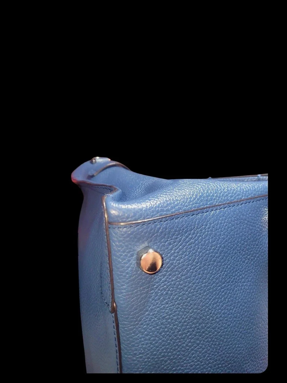 Rebecca Minkoff Blue Pebbled Zip Satchel Top Handle Silver HW No Long Strap
